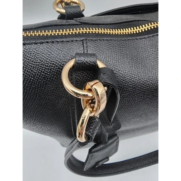 Coach Ava Tote Crossgrain Black Leather Shoulder Bag with Gold F57526 - Picture 9 of 15